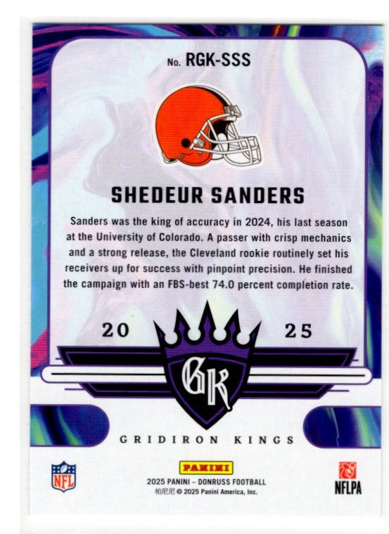 Shedeur Sanders 2025 Panini Donruss Card Gridiron Kings #RGK-SSS
