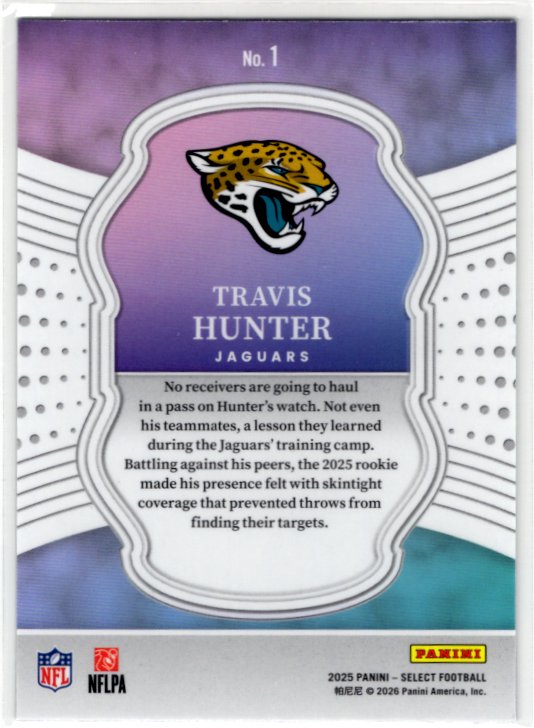 Travis Hunter 2025 Panini Select Certified RC Card #1