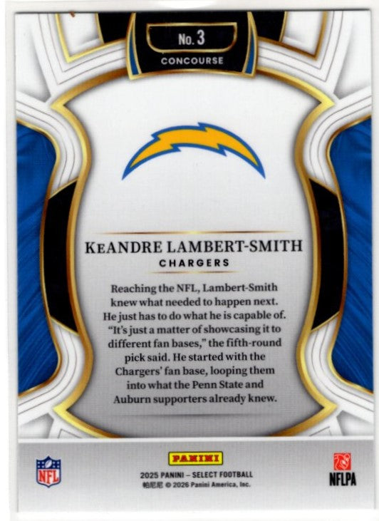 KeAndre Lambert-Smith 2025 Panini Select Concourse RC Card #3