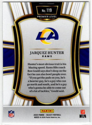 Jarquez Hunter 2025 Panini Select Premier Level RC Card #119