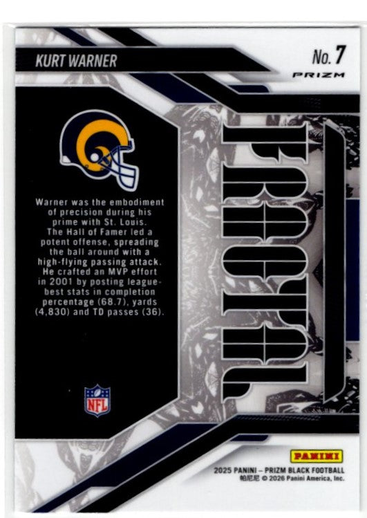 Kurt Warner 2025 Panini Prizm Black Fractal Card #7