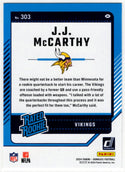 J.J. McCarthy 2024 Panini Donruss Rated Rookie Card #303