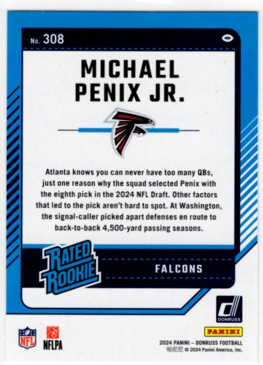 Michael Penix JR. 2024 Panini Donruss Rated Rookie Card #308