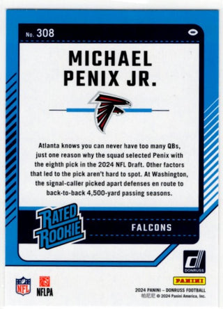 Michael Penix JR. 2024 Panini Donruss Rated Rookie Card #308