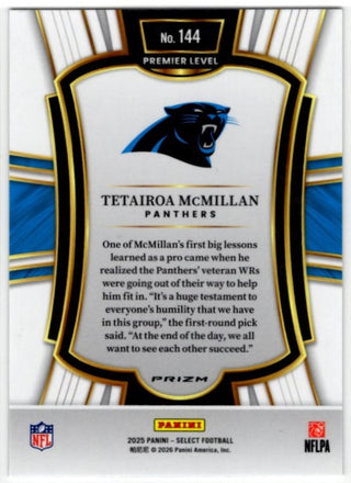 Tetairoa McMillan 2025 Panini Premier Level Prizm RC Card #144