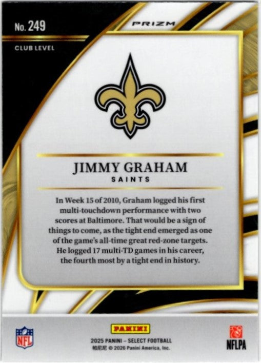 Jimmy Graham 2025 Panini Select Club Level Pink Shock Prizm Card #249
