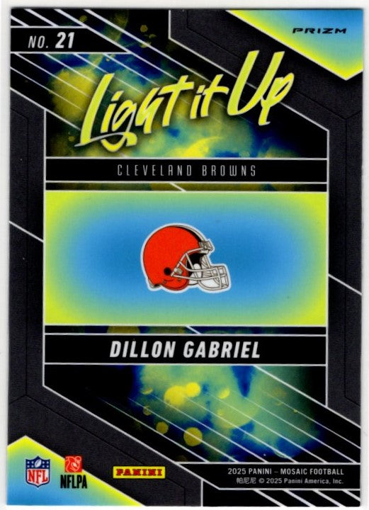 Dillon Gabriel 2025 Panini Mosaic Light it Up Prizm RC Card #21