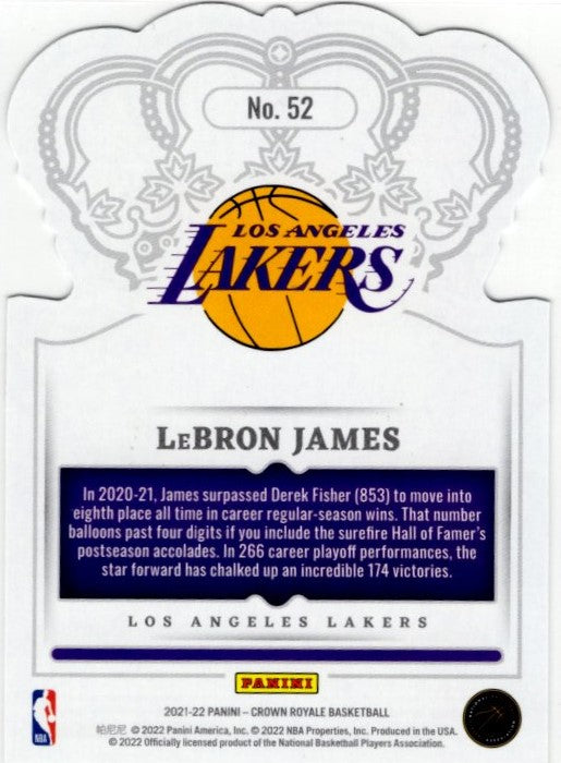LeBron James 2021-22 Panini Crown Royale Die-Cut Card #52