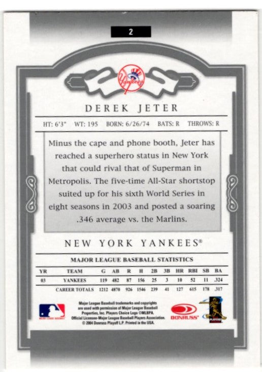 Derek Jeter 2004 Donruss Classics Card #2