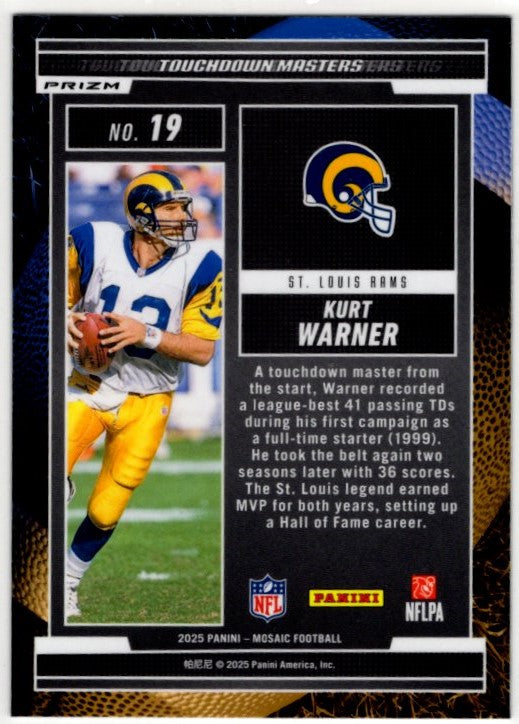 Kurt Warner 2025 Panini Mosaic Touchdown Masters Mosaic Prizm Card #19