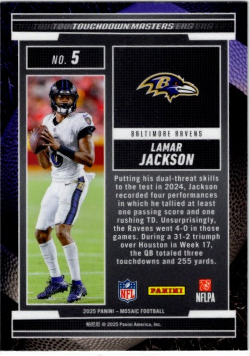 Lamar Jackson 2025 Panini Mosaic Touchdown Masters Mosaic Prizm Card #5