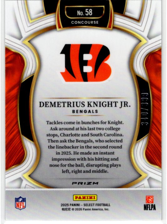 Demetrius Knight JR 2025 Panini Select Concourse Tri-Color Prizm RC Card #58 340/399