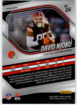 David Njoku 2025 Panini Blue Wave Prizm Card #155 185/230