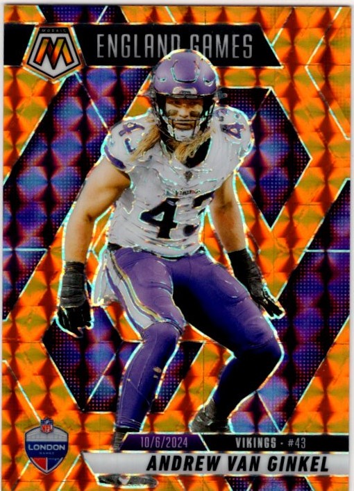 Andrew Van Ginkel 2025 Panini Mosaic England Games Orange Prizm Card #251 170/199