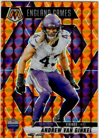 Andrew Van Ginkel 2025 Panini Mosaic England Games Orange Prizm Card #251 170/199