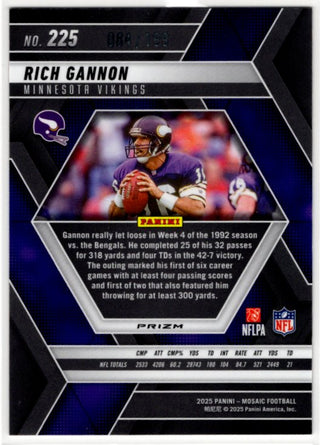 Rich Gannon 2025 Panini Mosaic Orange Prizm Card #225 084/199