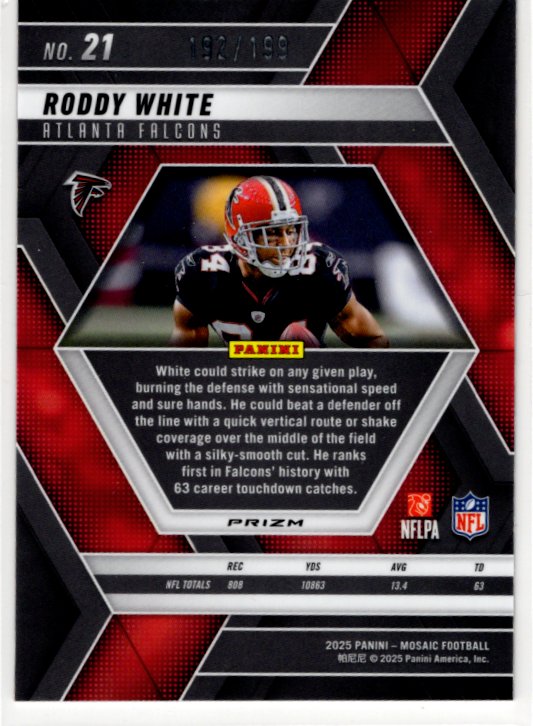 Roddy White 2025 Panini Mosaic Orange Prizm Card #21 192/199