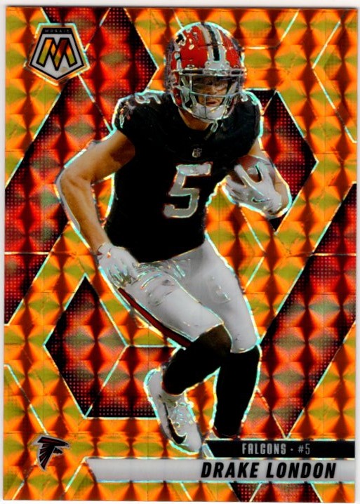Drake London 2025 Panini Mosaic Orange Prizm Card #250 055/199