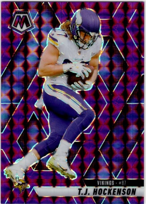 T.J. Hockenson Panini Mosaic Reactive Purple Prizm Card #117 41/49