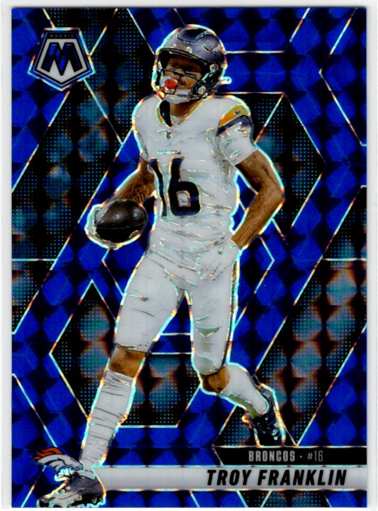 Troy Franklin 2025 Panini Mosaic Reactive Prizm Blue Card #16 94/99