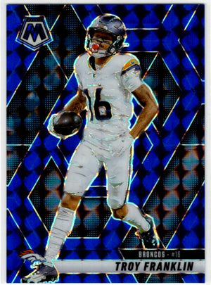 Troy Franklin 2025 Panini Mosaic Reactive Prizm Blue Card #16 94/99