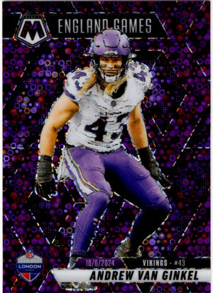 Andrew Van Ginkel 2025 Panini Mosaic England Games Prizm Purple Disco Card #251 25/50