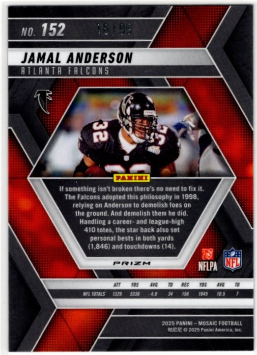 Jamal Anderson 2025 Panini Mosaic Disco Prizm Blue Card #152 16/99