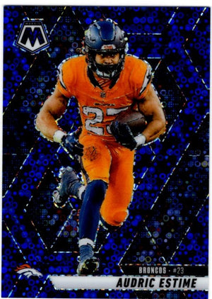 Audric Estime 2025 Panini Mosaic Disco Prizm Blue Card #208 43/99