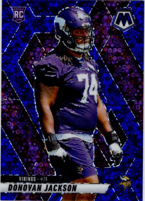 Donovan Jackson 2025 Panini Mosaic Disco Prizm Blue RC Card #388 33/99