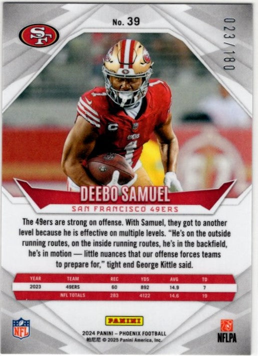 Deebo Samuel 2024 Panini Phoenix Star Parallel Card #39 023/180
