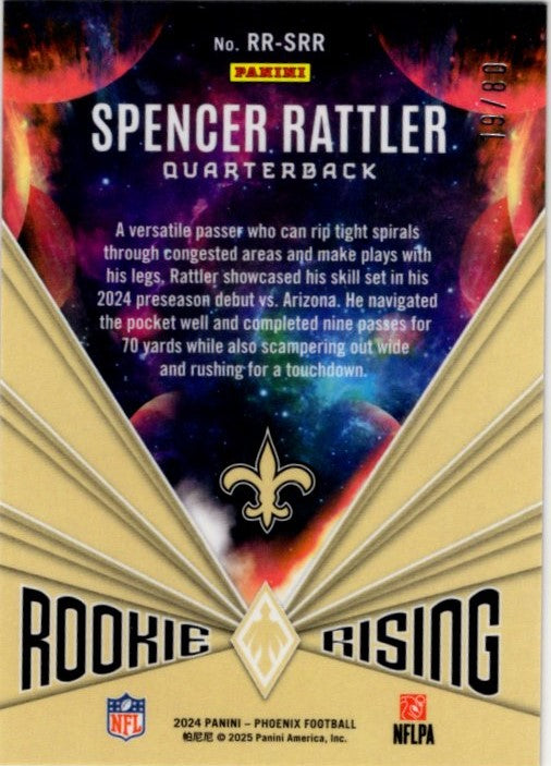 Spencer Rattler 2024 Panini Phoenix Pink Rookie Rising RC Card #RR-SRR 19/80