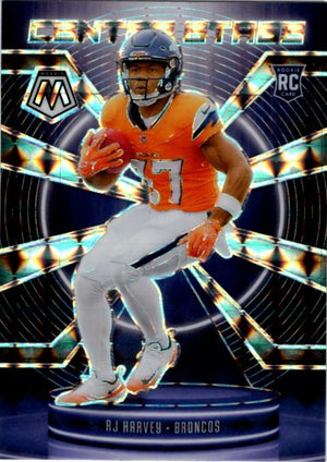 RJ Harvey 2025 Panini Mosaic Centerstage Hyper Prizm RC Card #14 (Copy)