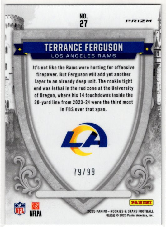Terrance Ferguson 2025 Panini Rookies & Stars Crusade Red Prizm RC Card #27 79/99