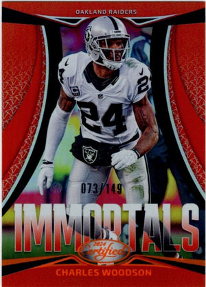 Charles Woodson 2024 Panini Certified Immortals Mirror Orange Card #6 073/149
