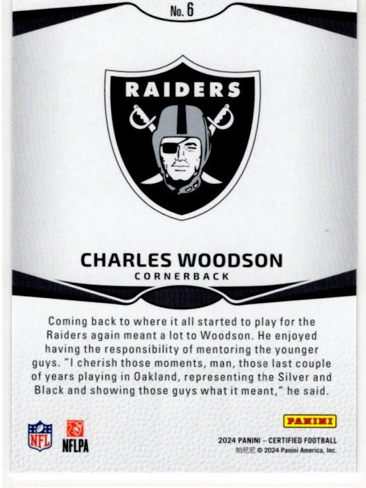 Charles Woodson 2024 Panini Certified Immortals Mirror Orange Card #6 073/149