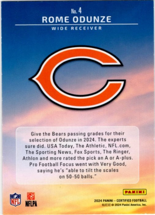 Rome Odunze 2024 Certified Franchise Foundations RC Card #4 14/75