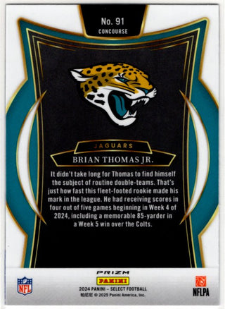 Brian Thomas Jr 2024 Panini Select Concourse Red & Blue Shock Prizm RC Card #91