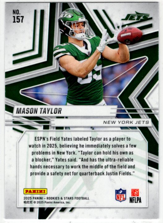 Mason Taylor 2025 Panini Rookies & Stars RC Purple Card #157 552/999