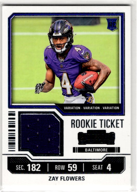 Zay Flowers 2023 Panini Contenders Rookie Tickets Variation RC Card #TS39V