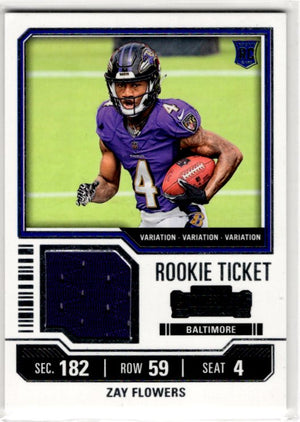Zay Flowers 2023 Panini Contenders Rookie Tickets Variation RC Card #TS39V