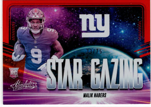 Malik Nabers 2024 Panini Absolute Star Gazing RC Card #SG-MNS 33/75