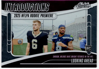 Tyler Shough / Jalen Milroe 2025 Panini Absolute Introductions NFLPA Rookie Premiere RC Card #I-TSH