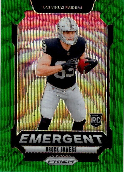 Brock Bowers 2024 Panini Emergent Prizm Green Wave RC Card #8