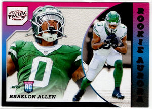 Braelon Allen 2024 Panini Encore Pacific Rookie Aurora RC Card #4 62/75