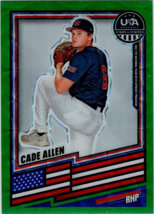 Cade Allen 2026 Panini Stars & Stripes Baseball Green Scope Prizm Card #174 77/99