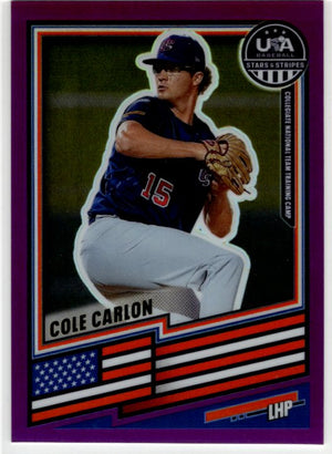 Cole Carlon 2026 Panini Stars & Stripes Baseball Purple Prizm Card #47 118/199