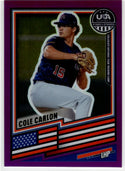 Cole Carlon 2026 Panini Stars & Stripes Baseball Purple Prizm Card #47 118/199