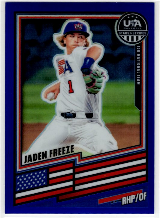 Jaden Freeze 2026 Panini Stars & Stripes Baseball Blue Prizm Card #116 228/299