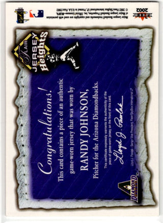 Randy Johnson 2002 Fleer Flair Jersey Heights Diamondbacks Game Jersey Card