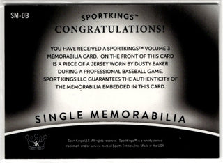 Dusty Baker 2022 Sportkings Volume #3 Single Memorabilia Patch Card #SM-DB